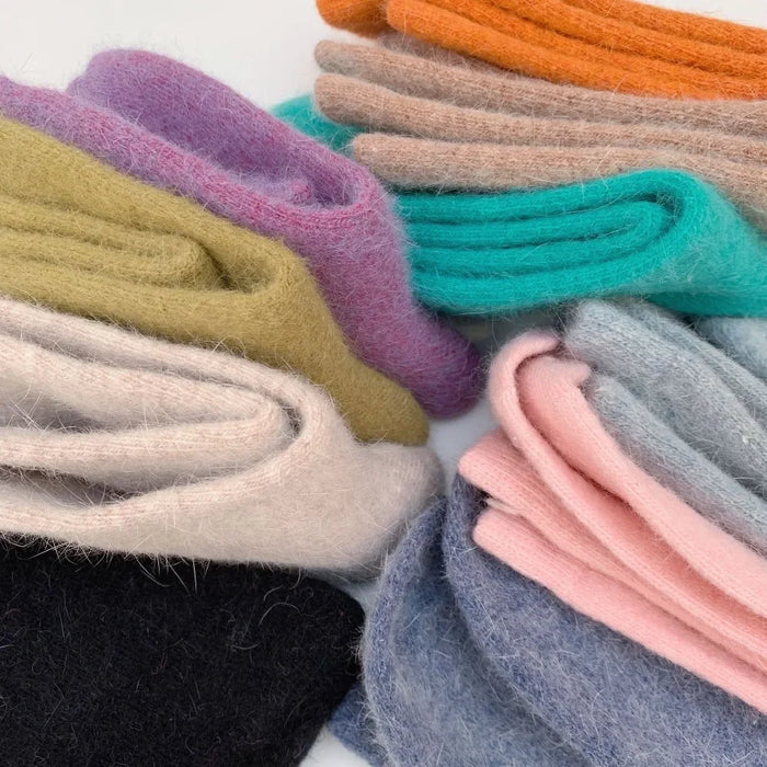 Rabbits Hair Women's Socks Solid Thermal Cashmere