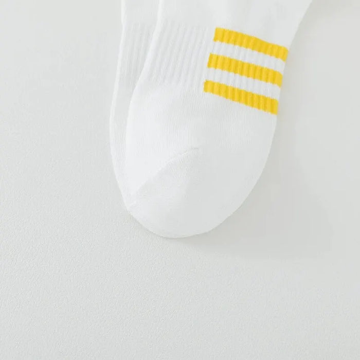 5 Pairs of White Cotton Socks for Men/women,  Trendy Boat Socks