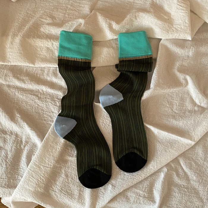 Transparent silk thin striped socks