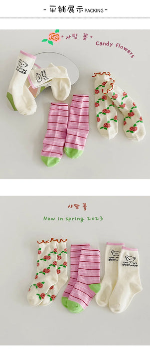 3paris Girls Fancy Lace Flower Pattern Socks