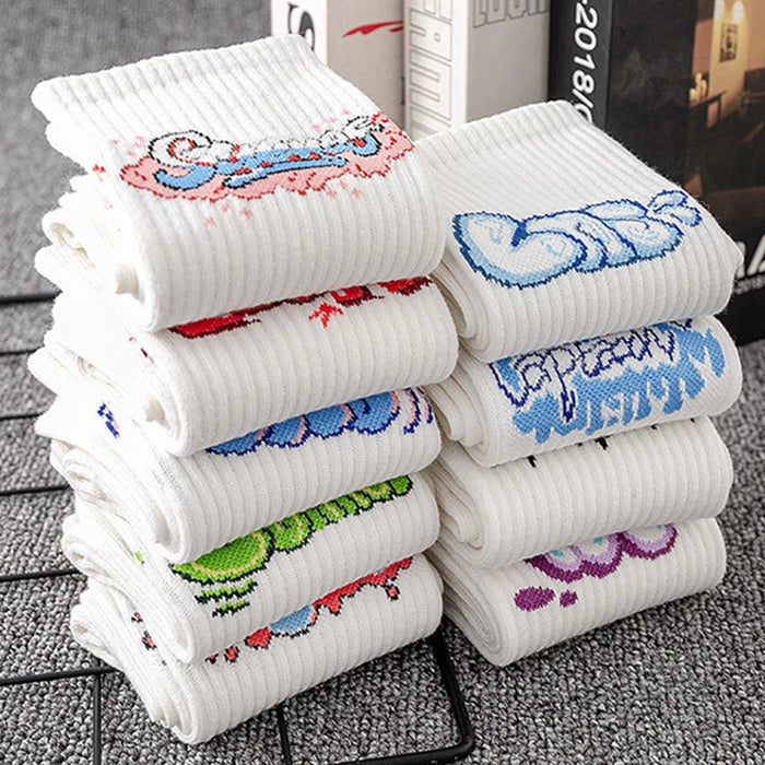 9 Pairs/Set Unisex Socks Letters Printed