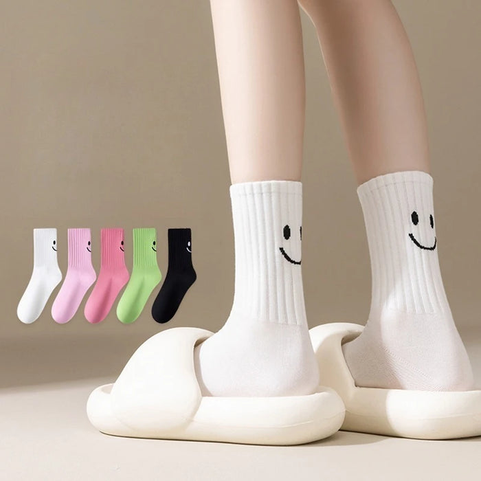 Smile Face Socks Women's Fashion Mid-Calf Socks