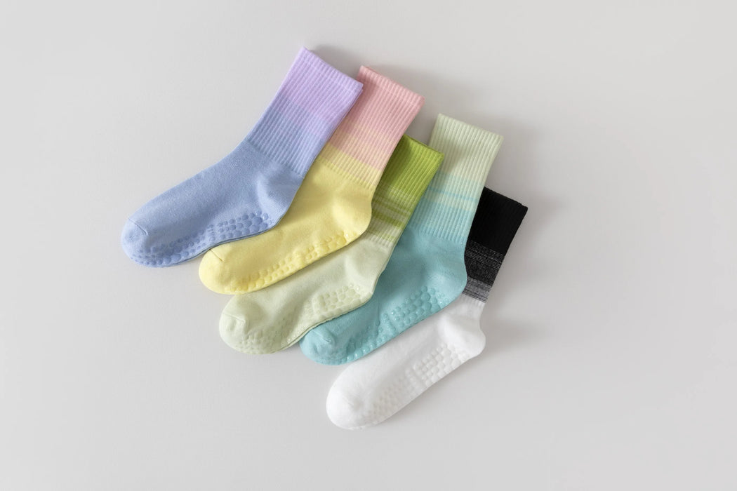 Pastel coloured anti slip yoga socks