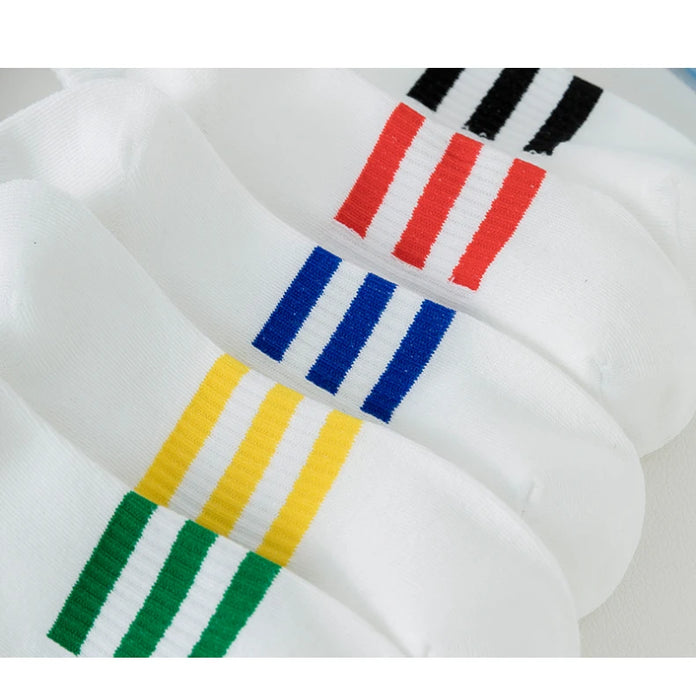 5 Pairs of White Cotton Socks for Men/women,  Trendy Boat Socks
