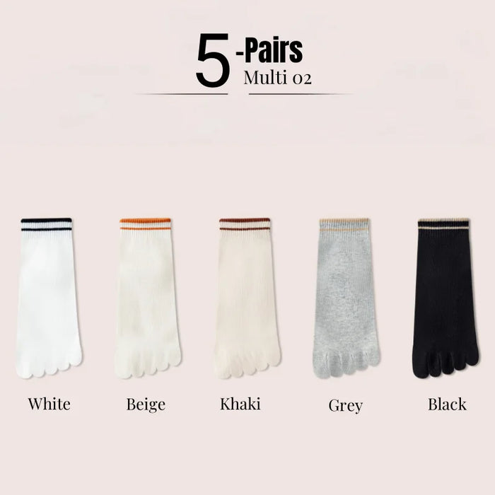 1/4/5 Pairs Women's Five Finger Cotton Socks