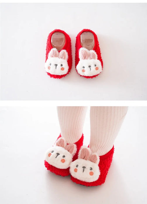 Cartoon Rabbit Baby Floor Socks Kids Plush Slippers