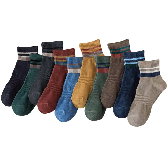 10 Pairs Men's Mid-Crew Socks, Striped