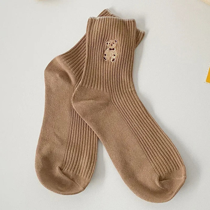 5pairs Cartoon Bear Socks Soft Cotton Socks