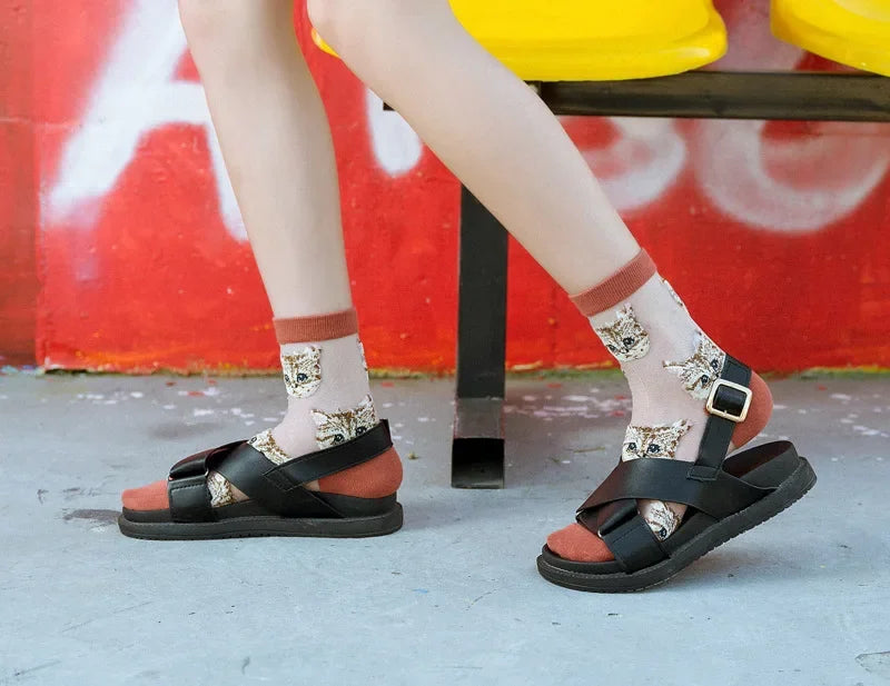 Women Transparent Cute Cat Socks