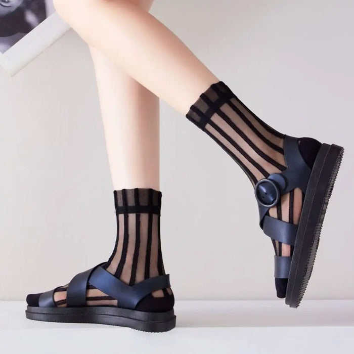 ultra-thin-cute-mesh-summer-transparent-for-women-glass-silk-socks-female-hosiery-striped-socks-middle-tube-socks