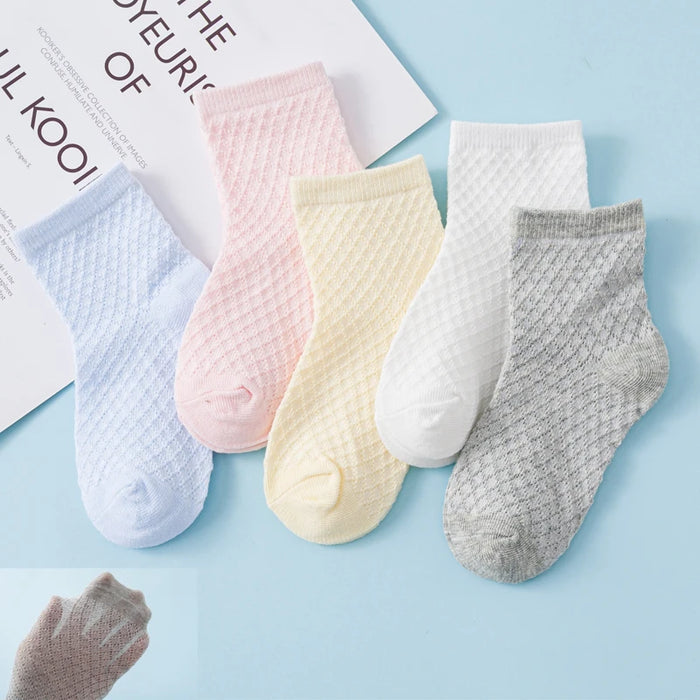 5P/ Summer White Mesh Children Cotton Socks