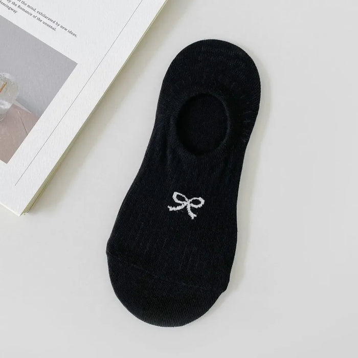 Women Thin Dot Yarn Bowknot No-show Socks