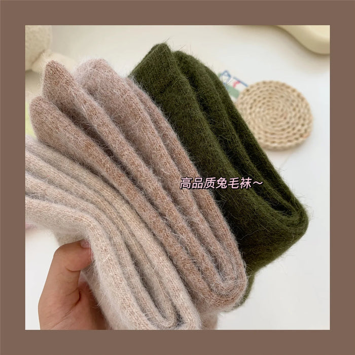 Rabbits Hair Women's Socks Solid Thermal Cashmere