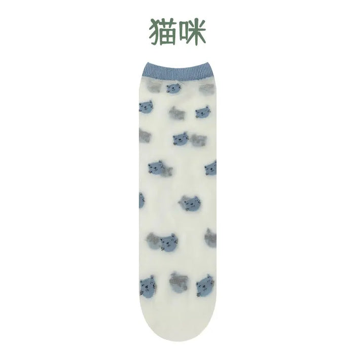 Children summer ultra-thin Transparent love crystal socks