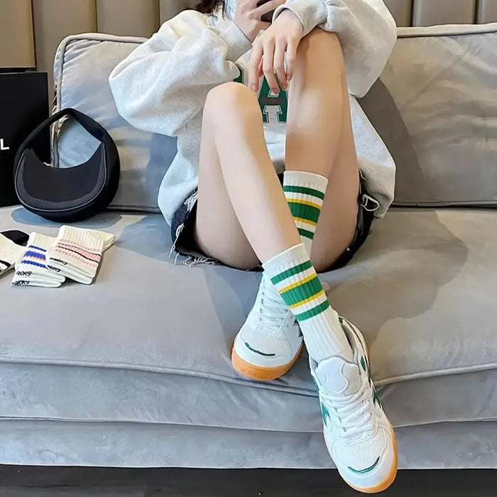 5 Pairs Women's  Simple Colorful Striped Socks