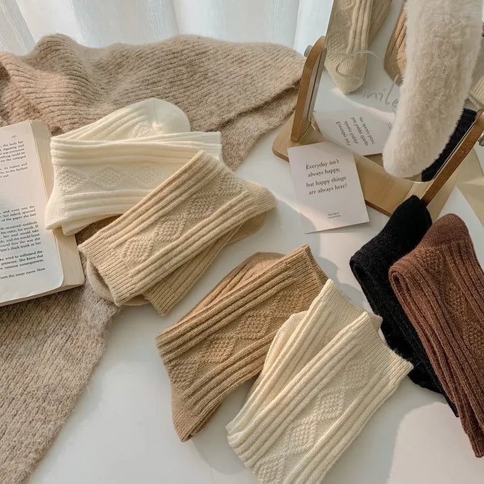 Warm Velvet Cashmere Wool Diamond Winter Socks