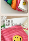 solid-color-medium-tube-socks-for-womens-fresh-smiling-face-pattern-simple-style-comfortable-breathable-girl-socks