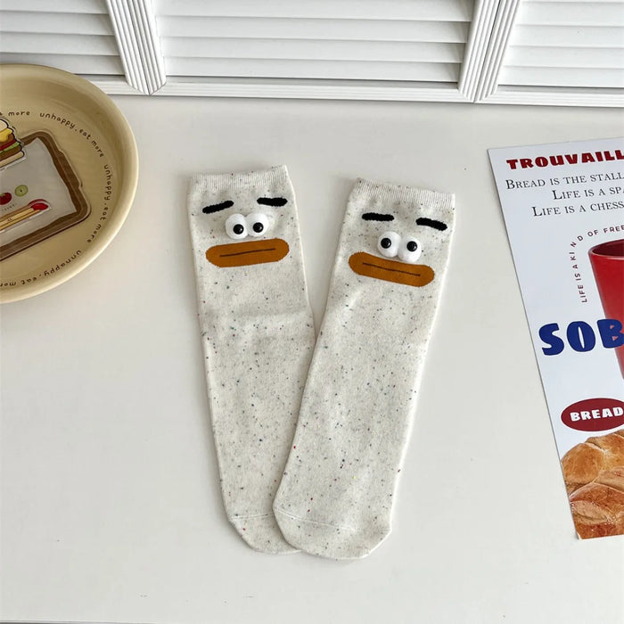 Funny Expression Women's Socks  Cartoon Big Eyes Socks