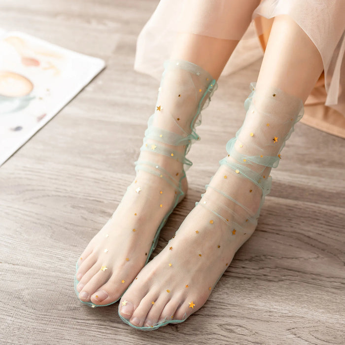 Mesh Lace Summer  Transparent Loose Long Socks