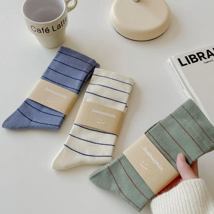 College Style Striped  Crew Socks Women Casual Fashion