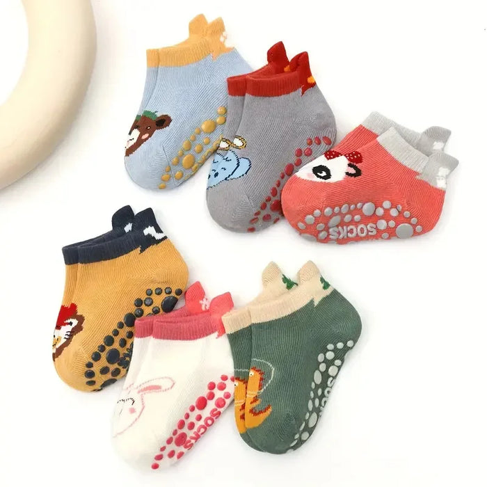 6 Pairs Cartoon Animal Pattern Comfy Breathable Baby Socks