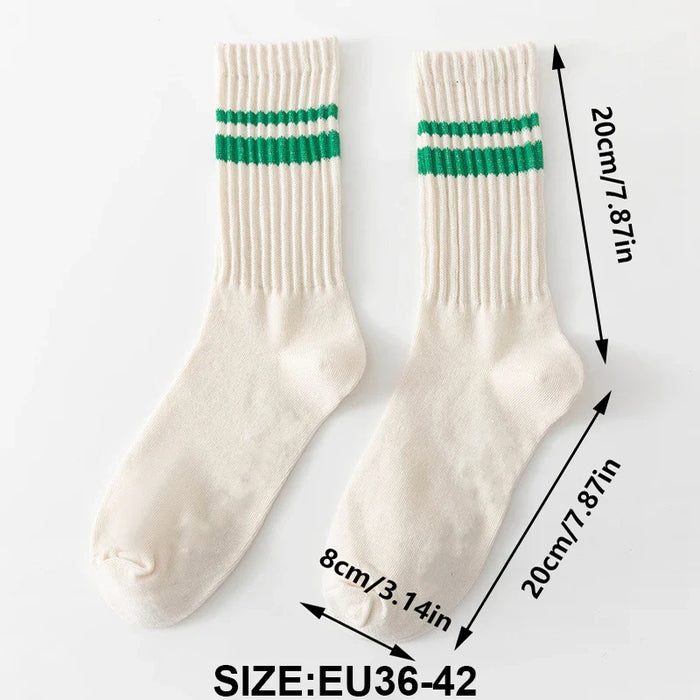 6 pairs of thick striped knitted socks