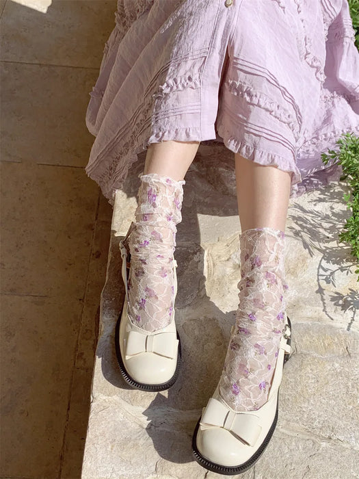Lace Flower Loose Long Socks