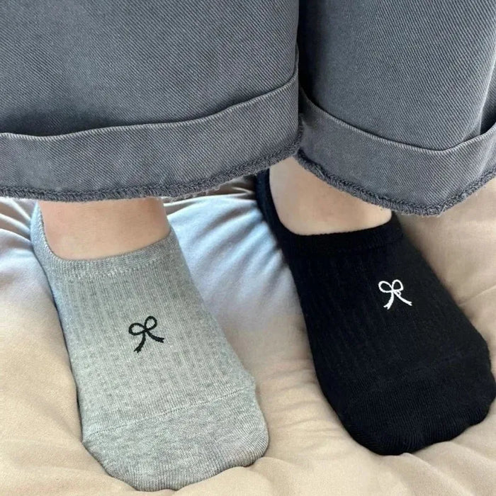 1-5pairs Summer Bowknot  Boat Socks for Women