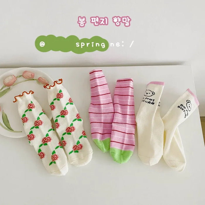 3paris Girls Fancy Lace Flower Pattern Socks