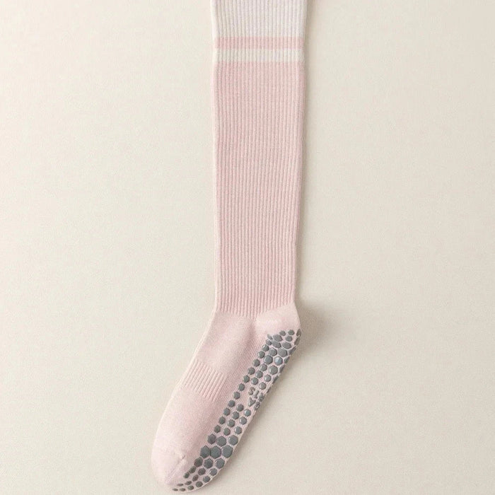 2-pairs-grip-pilates-socks-women-non-slip-yoga-fitness-calf-compression-socks-high-quality-cotton-running-sports-socks-ladies