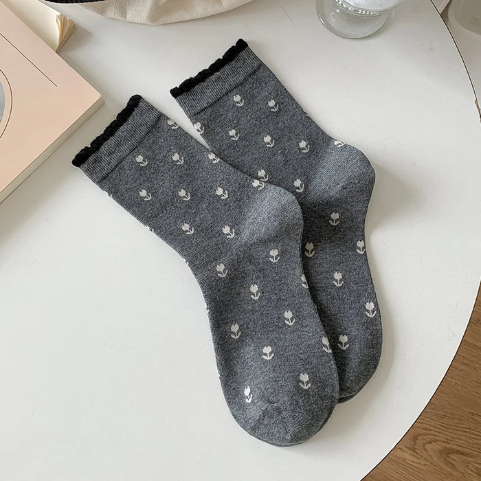 Long Breathable Retro Female Flower Socks