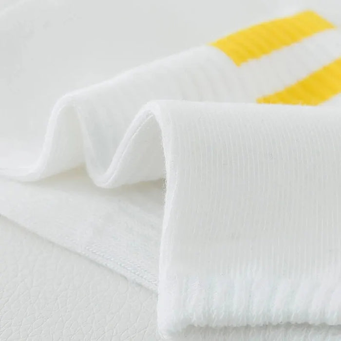 5 Pairs of White Cotton Socks for Men/women,  Trendy Boat Socks