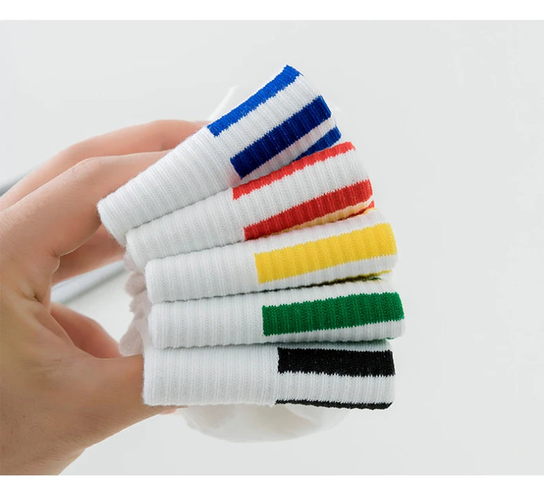 5 Pairs of White Cotton Socks for Men/women,  Trendy Boat Socks