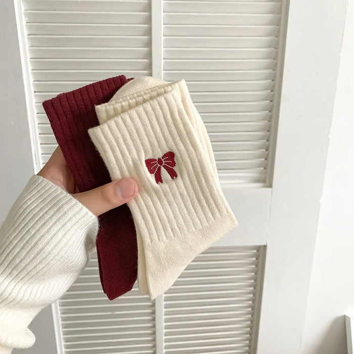 womens-cherry-color-trendy-striped-autumn-and-winter-new-mid-tube-socks-ankola-color-versatile-socks