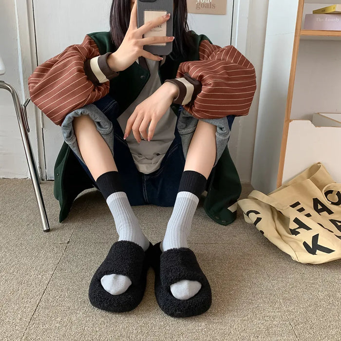 Contrast coloured socks, women's high top pile up socks