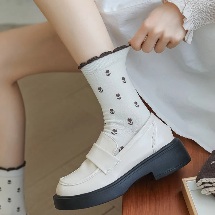 Long Breathable Retro Female Flower Socks