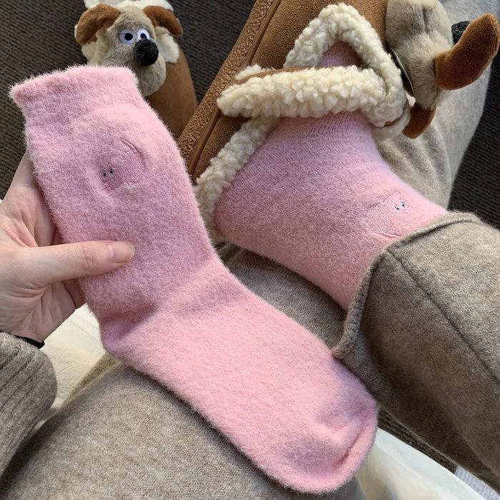 1/3P Cute Cat Mink Fleece Super Soft Socks for Women
