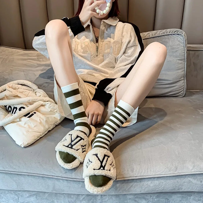 Combed Cotton Striped Socks