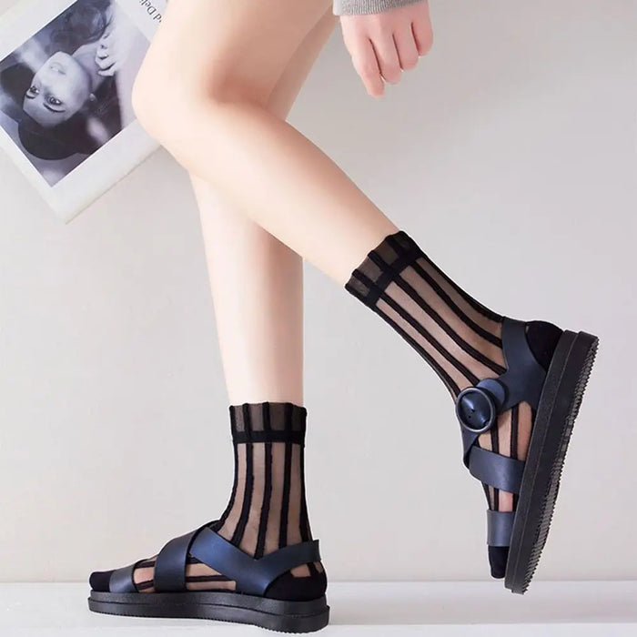 ultra-thin-cute-mesh-summer-transparent-for-women-glass-silk-socks-female-hosiery-striped-socks-middle-tube-socks