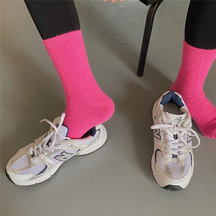 Rabbits Hair Women's Socks Solid Thermal Cashmere