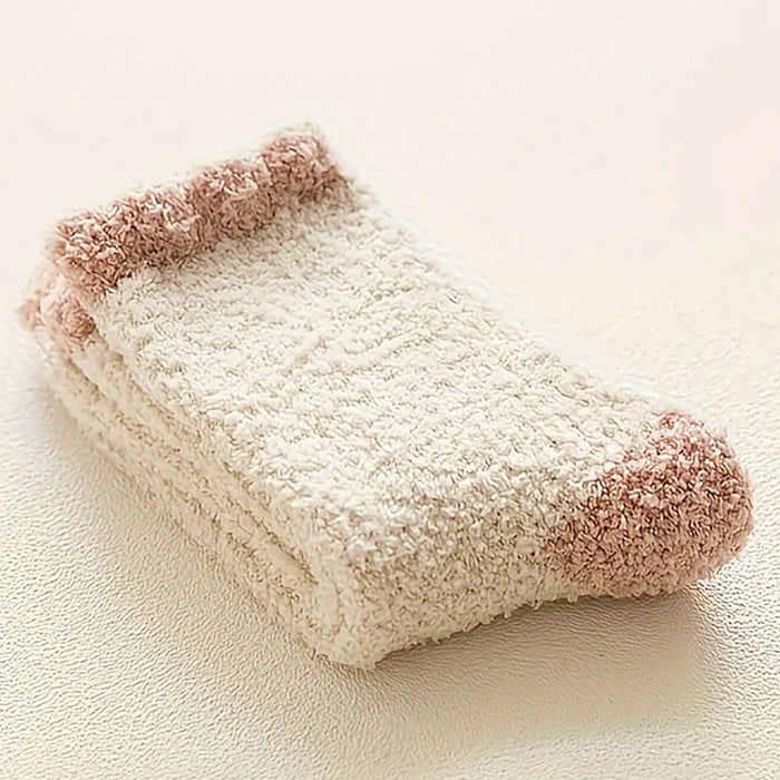 5 Pairs Thick Coral Fleece Socks Warm And Soft Mid Length Socks