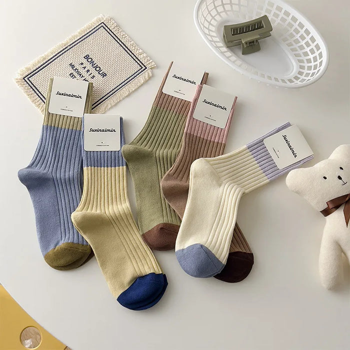 High Quality Cotton Knitting Women Socks Multicolor Striped