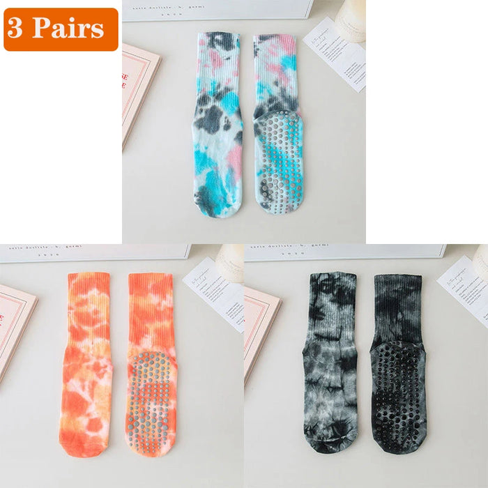 3 Pairs Non-Slip Yoga Socks for Women Colorful Gradient