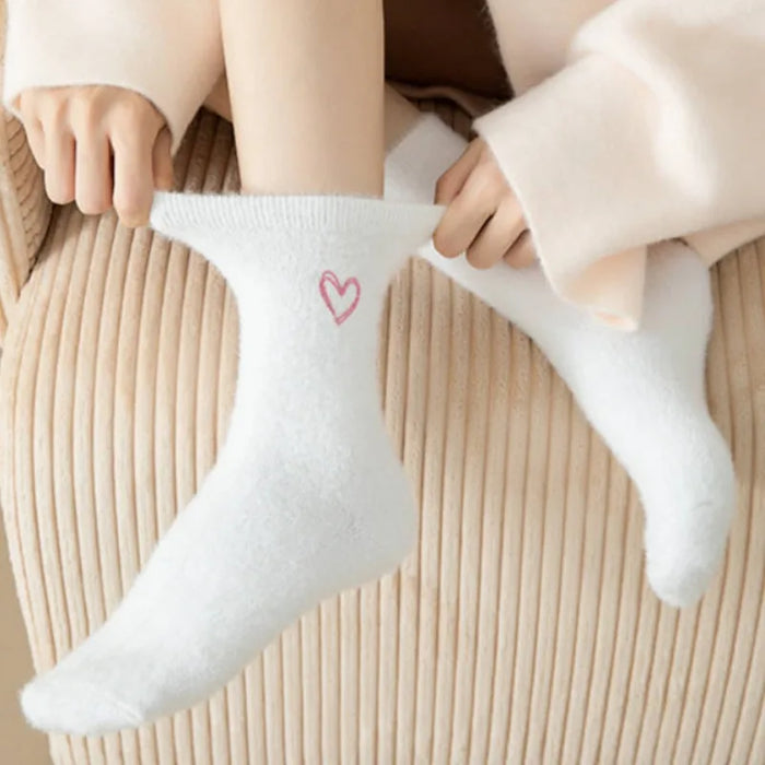 thickened-middle-tube-socks-mink-fur-pink-embroidered-heart-shaped-women-autumn-winter-warm-sleep-home-solid-color-plush-sock