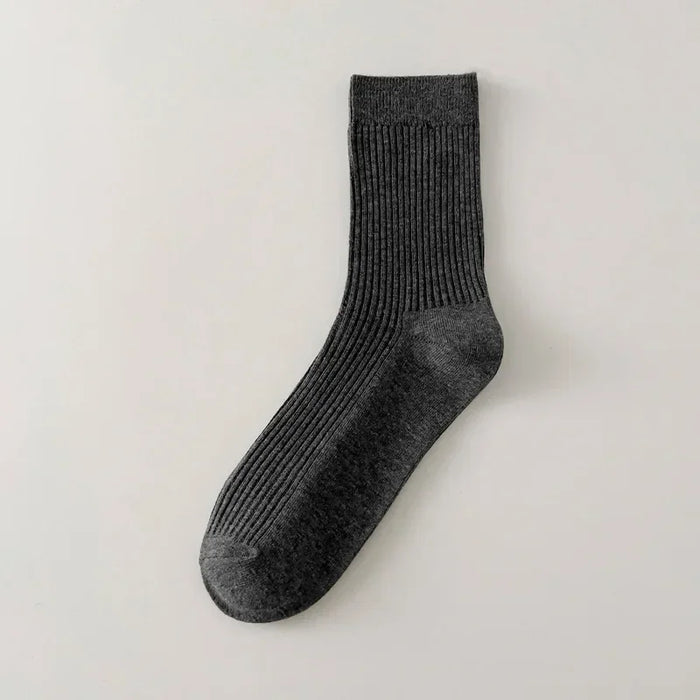 Mens Breathable Elastic Cotton Long Socks Solid Color