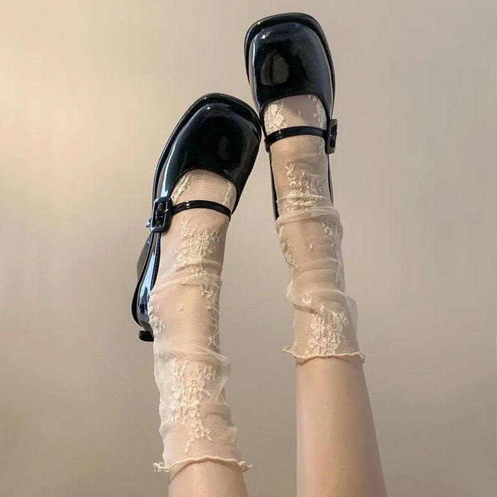 Mid-calf Lace Casual Floral Socks