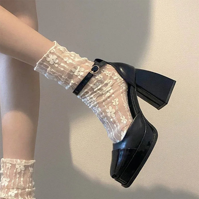Mid-calf Lace Casual Floral Socks