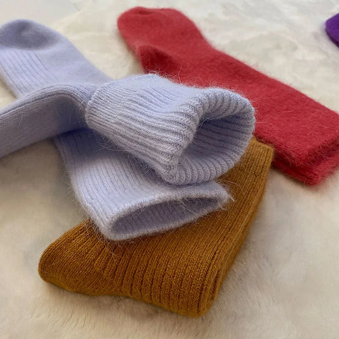 Thickened With Wool Warm Rabbit Hair Socks  Cashmere Stockings