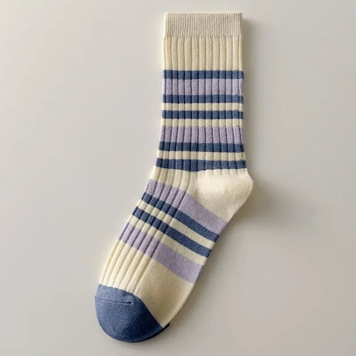 High Quality Cotton Knitting Women Socks Multicolor Striped