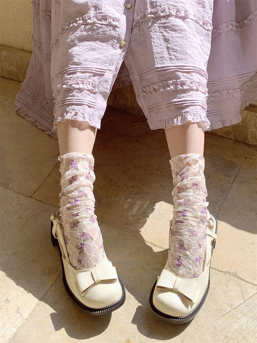 Lace Flower Loose Long Socks